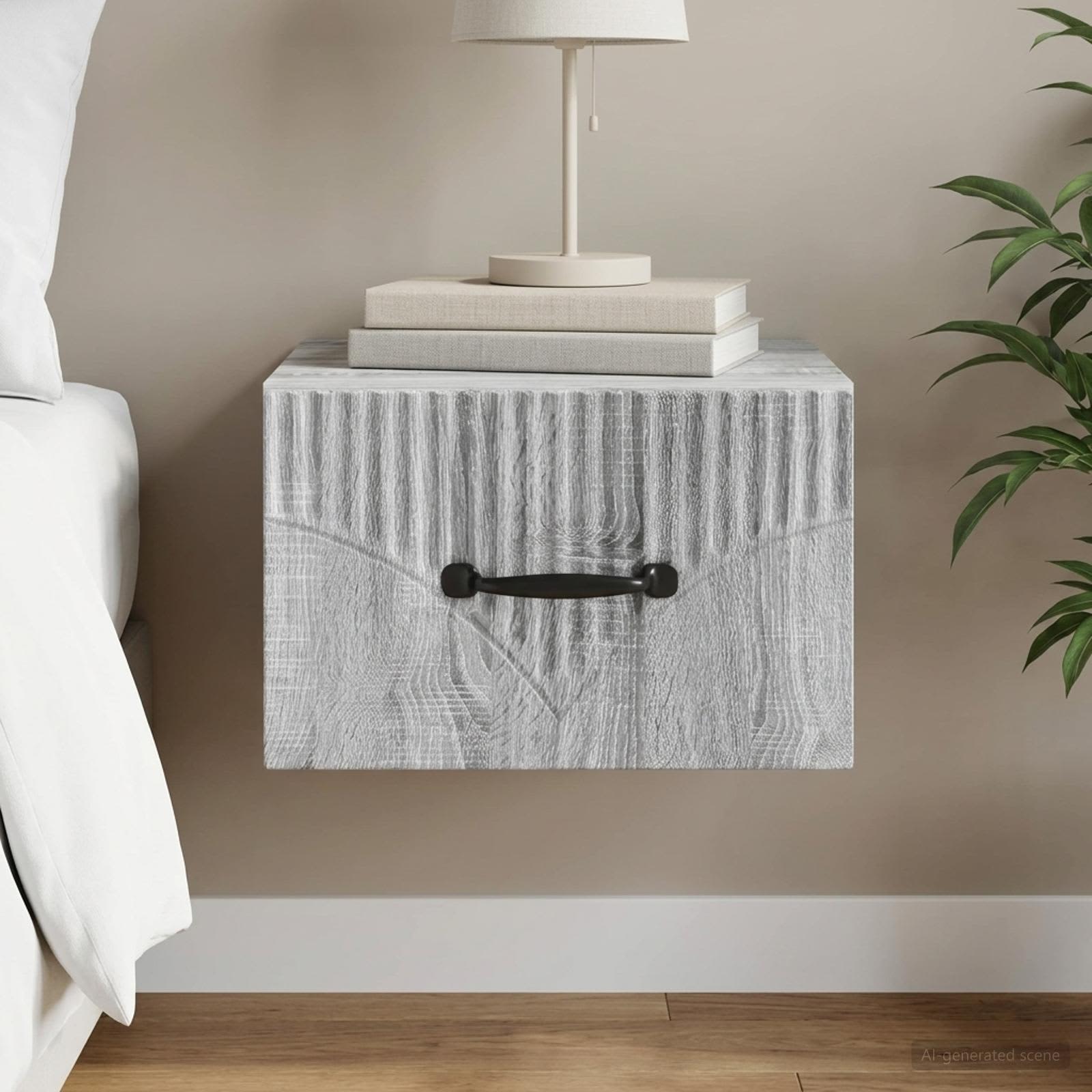 Wandmontierter Nachttisch Graues Sonoma 34,5 x 33 x 20 cm