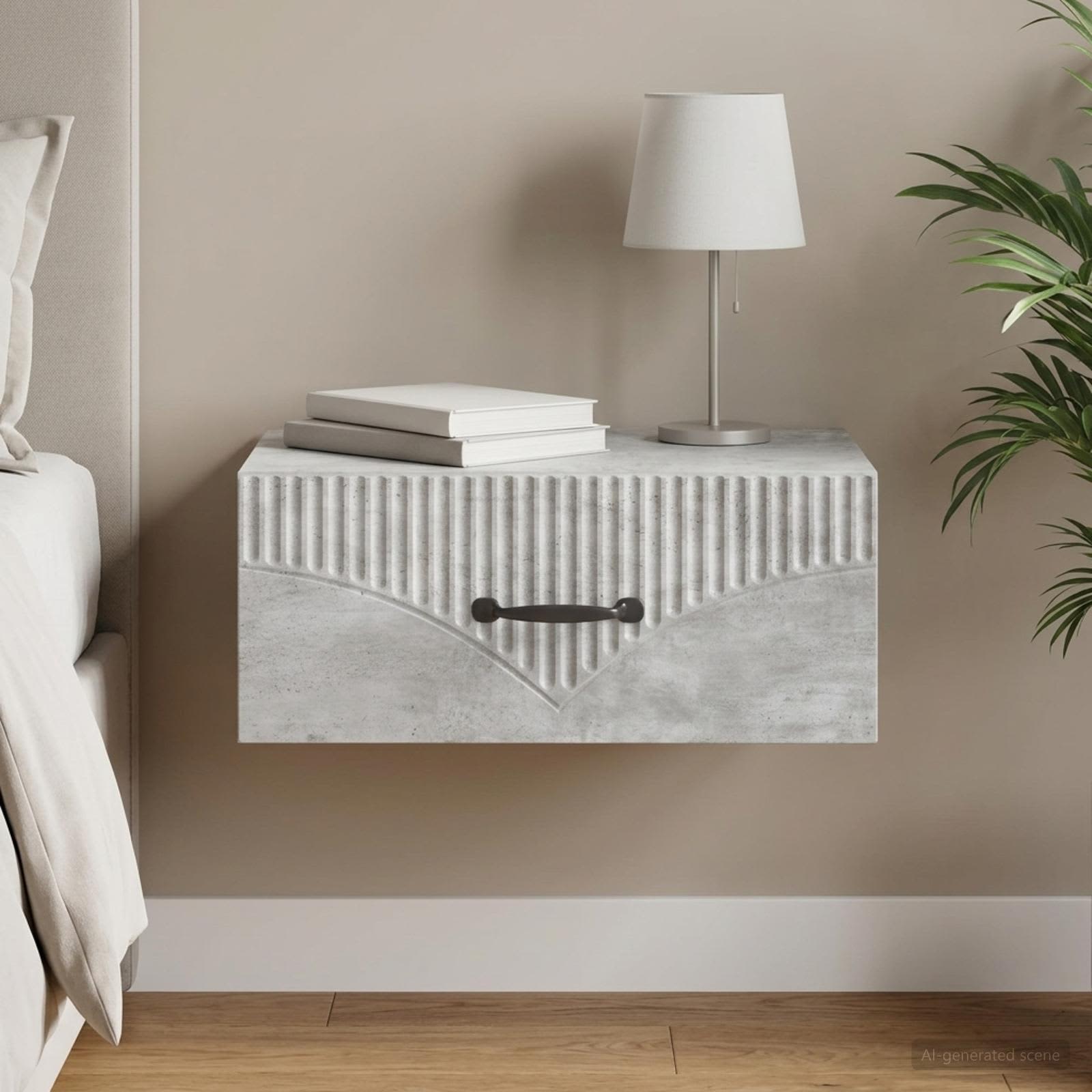 Wandmontierter Nachttisch Betongrau 49 x 34,5 x 20 cm