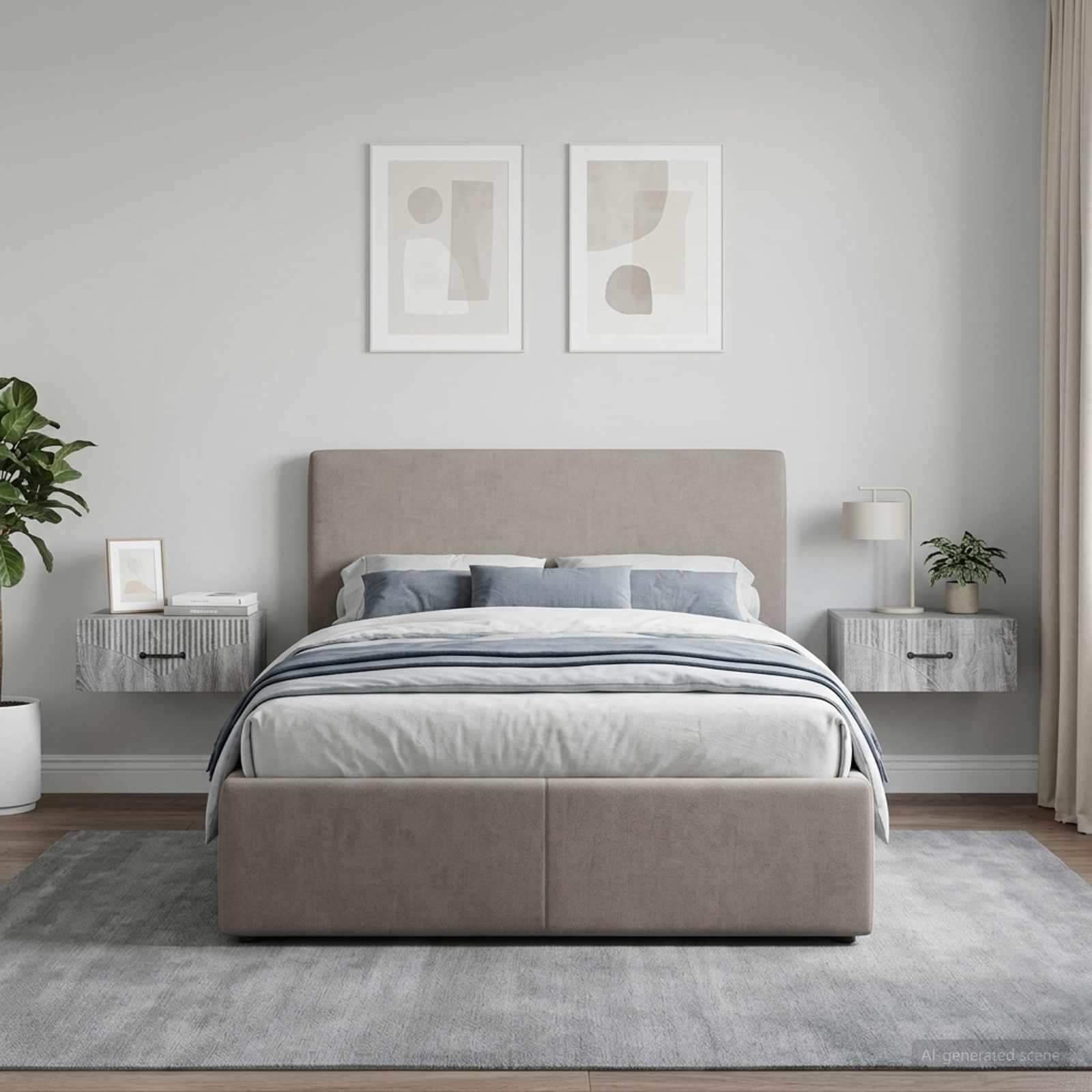 Wandmontierter Nachttisch 2 stk. Graues Sonoma