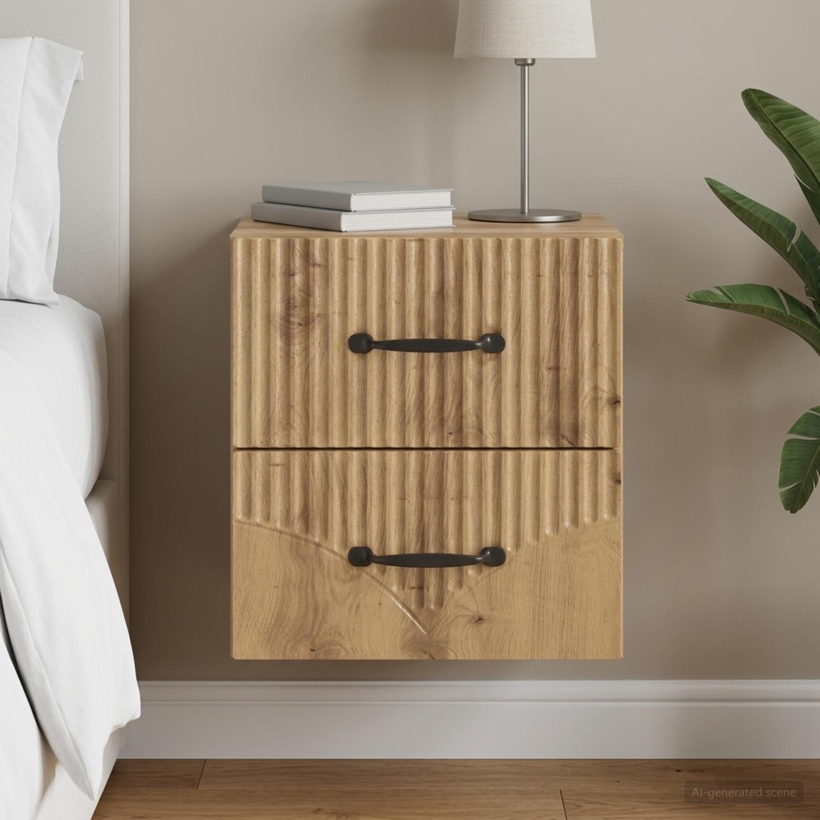 Wandmontierter Nachttisch Artisan-Eiche 34,5 x 33 x 40 cm