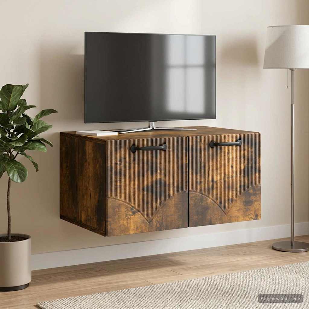 Wandmontierter TV-Schrank Geräucherte Eiche 59,5 x 41 x 30 cm