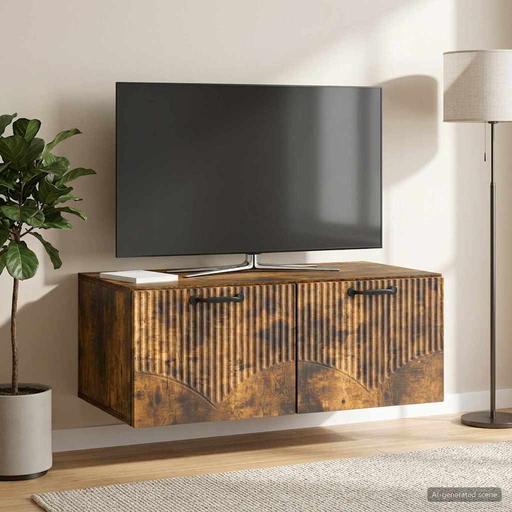 Wandmontierter TV-Schrank Geräucherte Eiche 78,5 x 41 x 30 cm