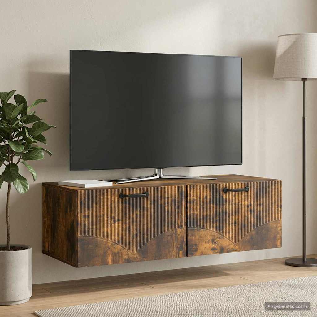 Wandmontierter TV-Schrank Geräucherte Eiche 98 x 41 x 30 cm