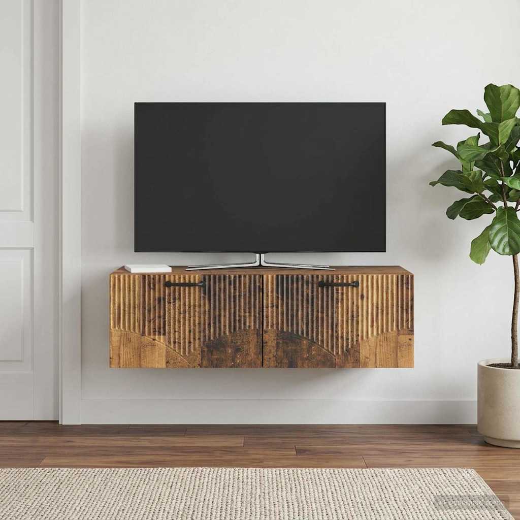 Wandmontierter TV-Schrank Altholz 98 x 41 x 30 cm Holzwerkstoff