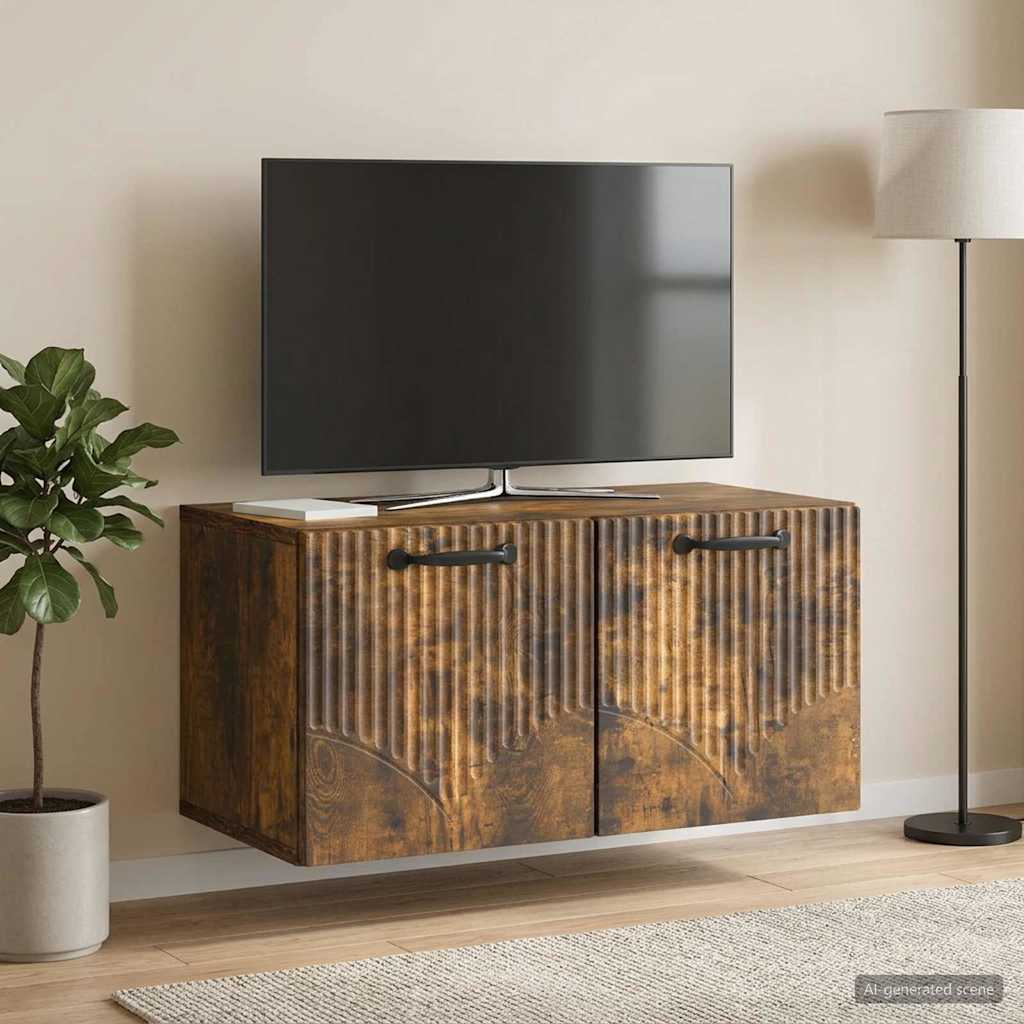 Wandmontierter TV-Schrank Geräucherte Eiche 59,5 x 31 x 30 cm