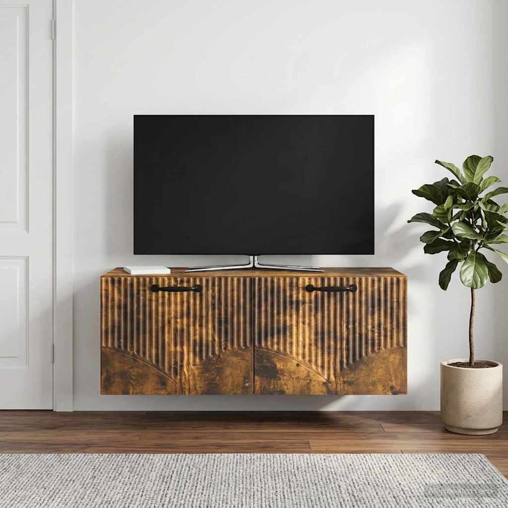 Wandmontierter TV-Schrank Geräucherte Eiche 78,5 x 31 x 30 cm