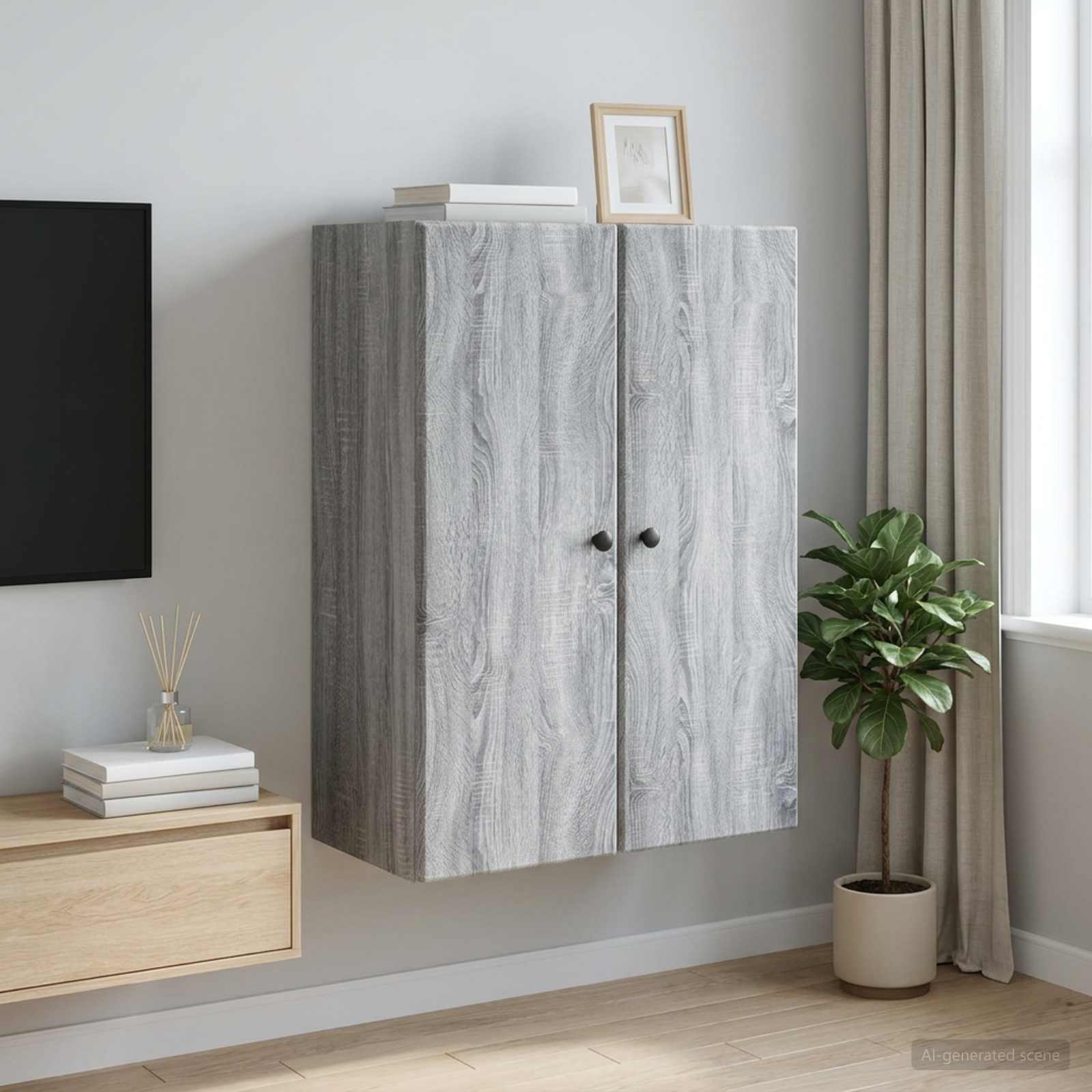 Wandschrank 66 x 34,5 x 90 cm Holzwerkstoff Sonoma-Grau