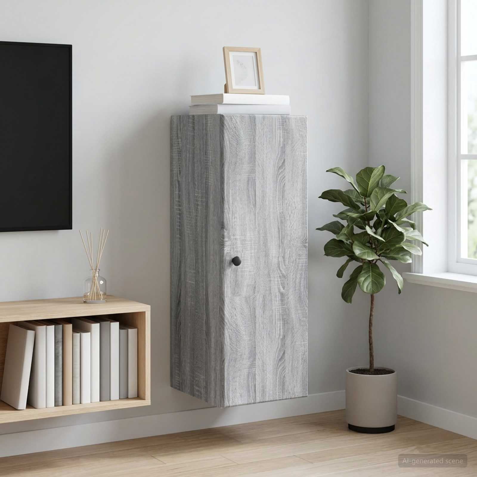 Wandschrank 33 x 34,5 x 90 cm Holzwerkstoff Sonoma-Grau