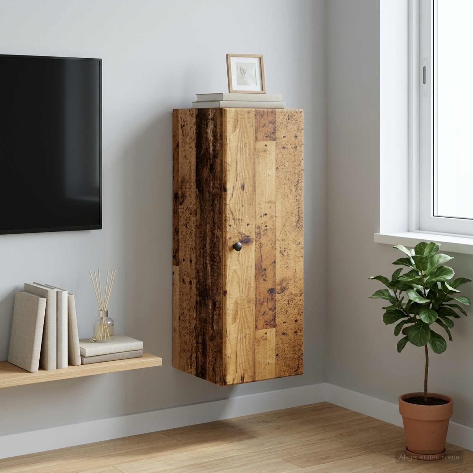 Wandschrank 33 x 34,5 x 90 cm Holzwerkstoff Altholz