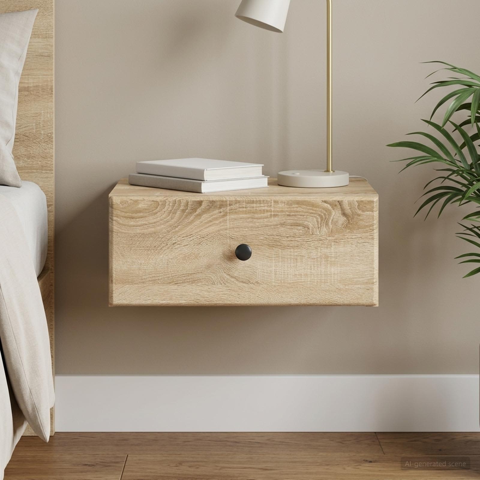 Wandmontierter Nachttisch Sonoma-Eiche 49 x 34,5 x 20 cm