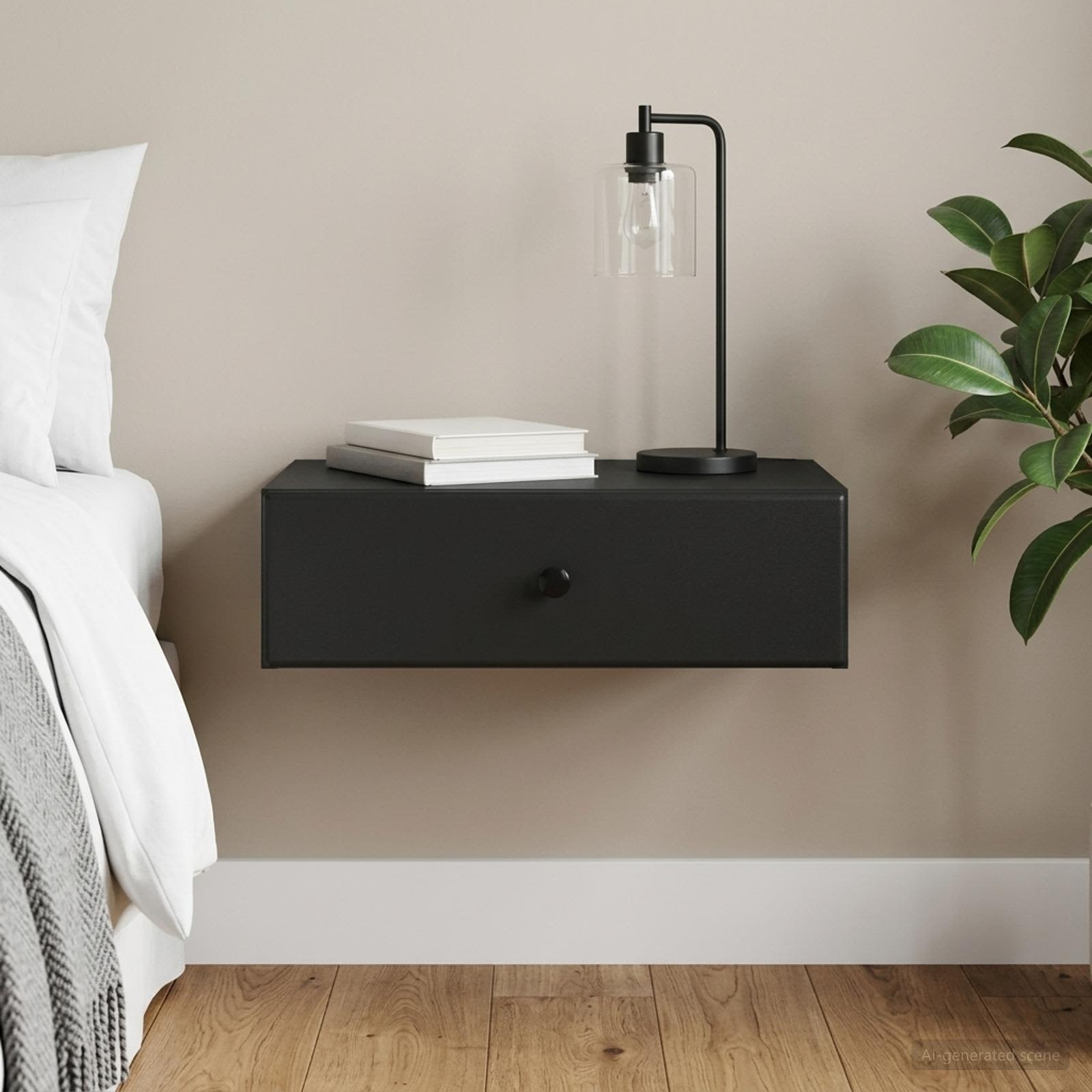 Wandmontierter Beistelltisch Schwarz 59 x 34,5 x 17 cm