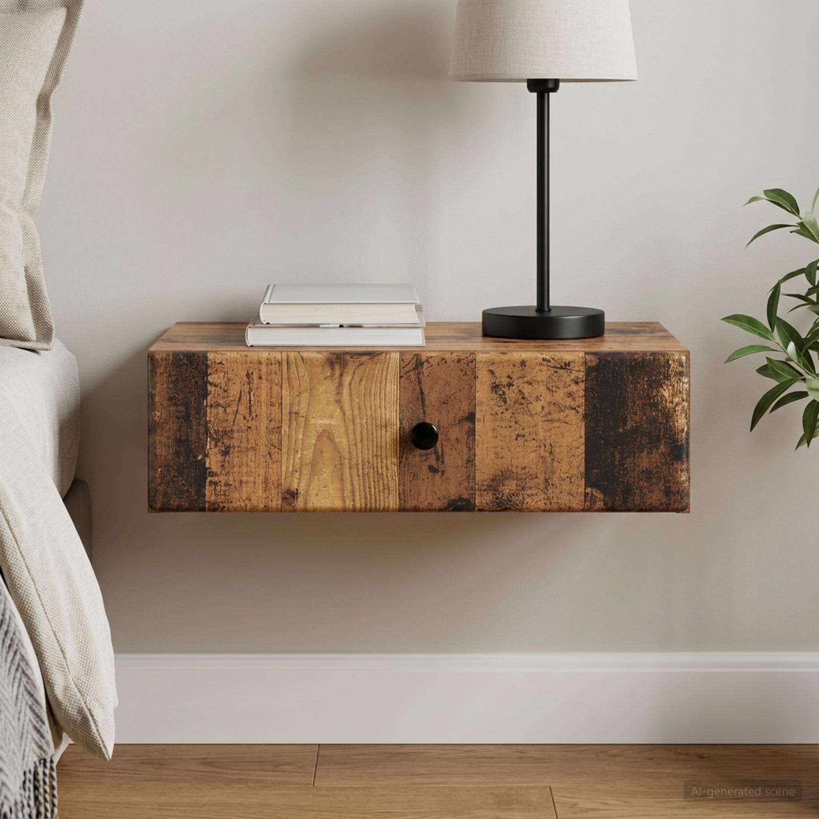 Wandmontierter Beistelltisch Altholz 59 x 34,5 x 17 cm