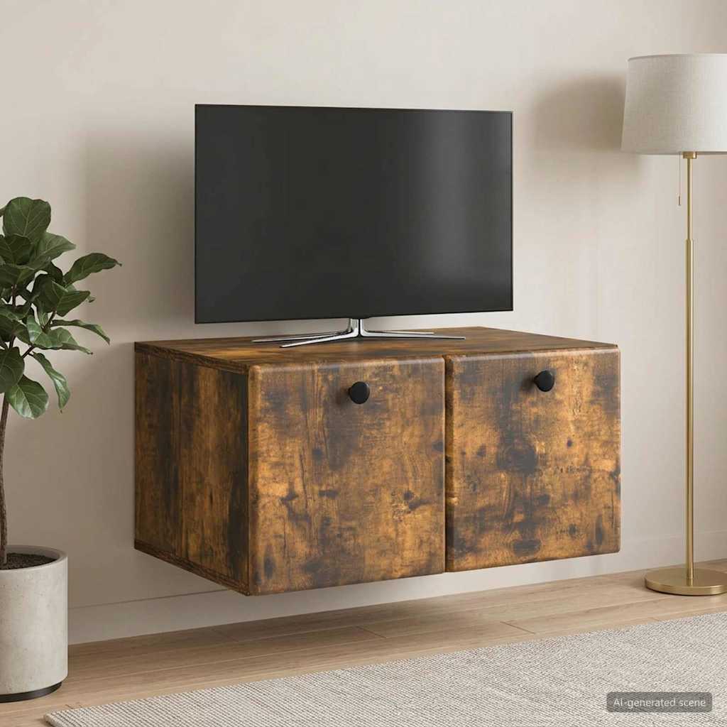 Wandmontierter TV-Schrank 59,5 x 41 x 30 cm Geräucherte Eiche