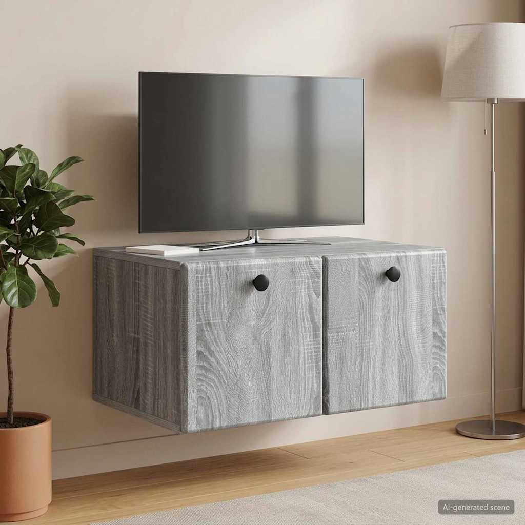 Wandmontierter TV-Schrank 59,5 x 41 x 30 cm Grau Sonoma