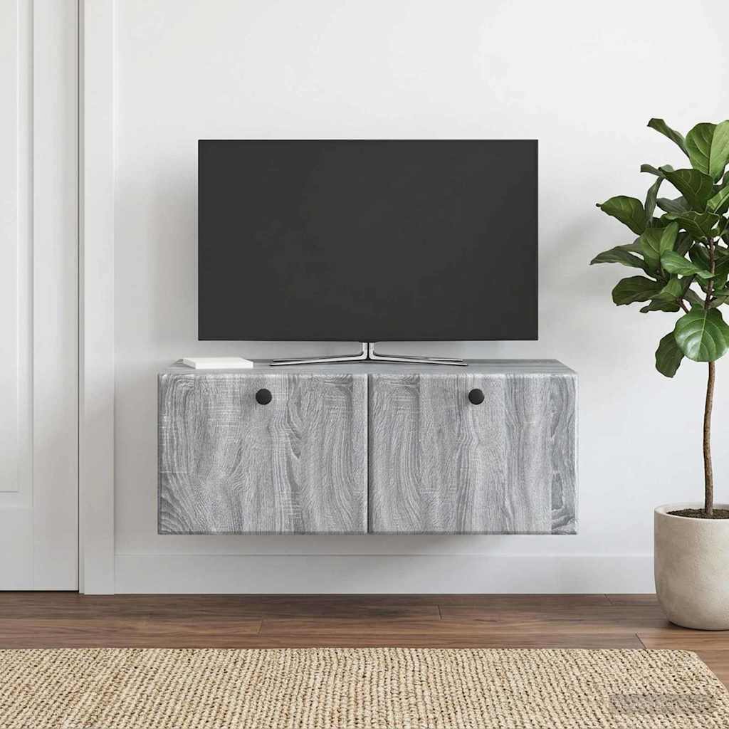 Wandmontierter TV-Schrank 78,5 x 41 x 30 cm Grau Sonoma