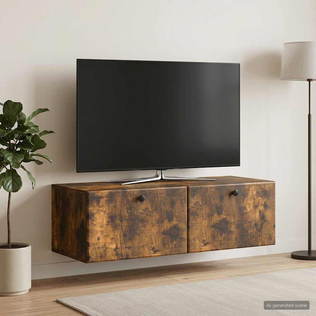 Wandmontierter TV-Schrank 98 x 41 x 30 cm Geräucherte Eiche