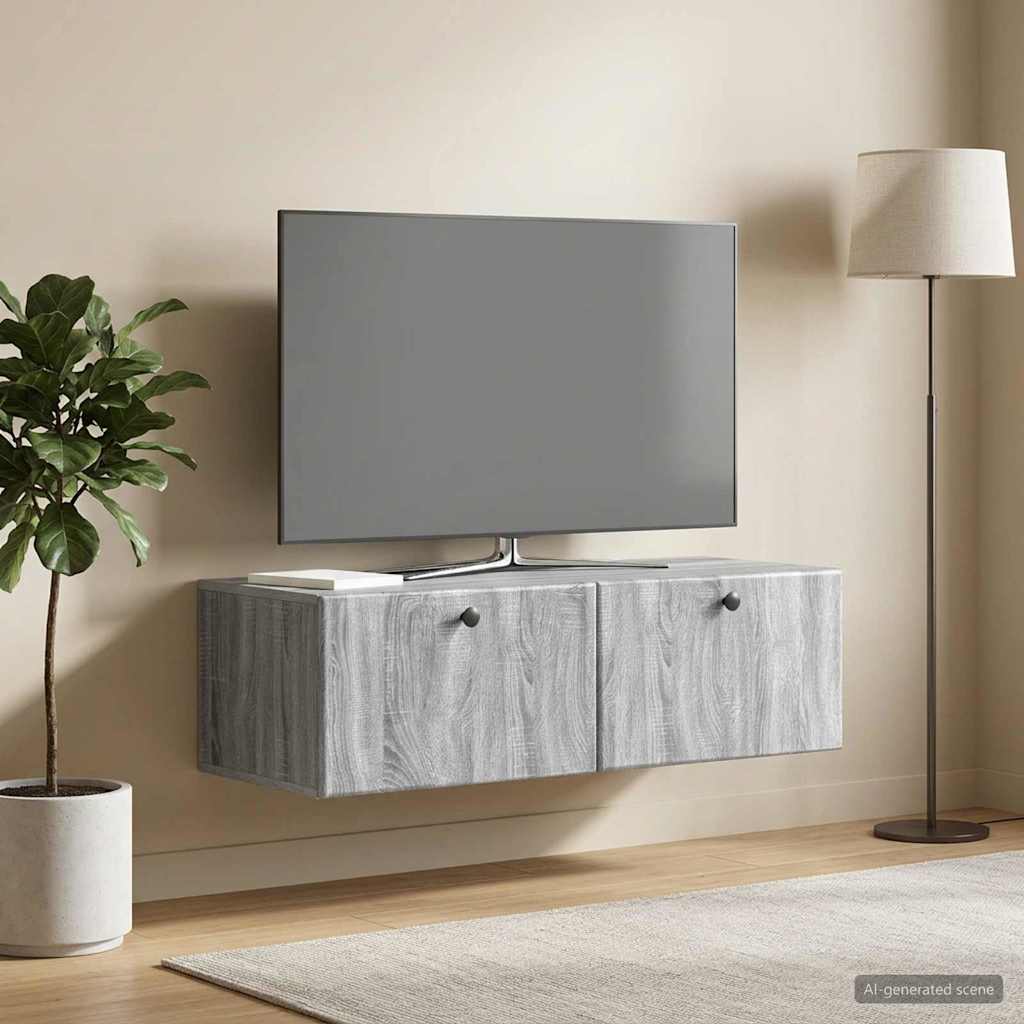 Wandmontierter TV-Schrank 98 x 41 x 30 cm Grau Sonoma