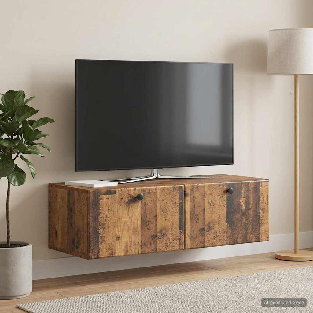 Wandmontierter TV-Schrank 98 x 41 x 30 cm Altholz Holzwerkstoff