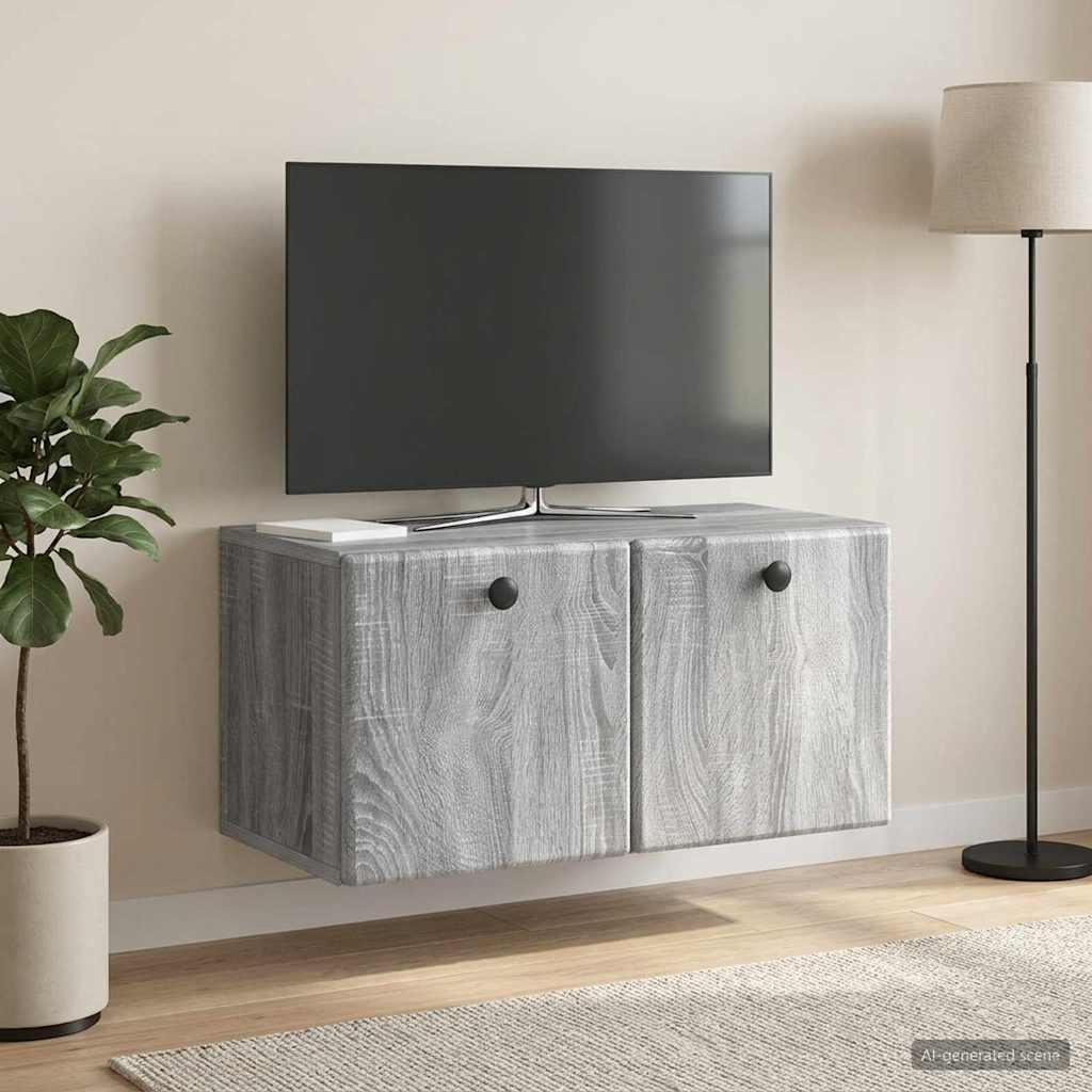 Wandmontierter TV-Schrank 59,5 x 31 x 30 cm Grau Sonoma