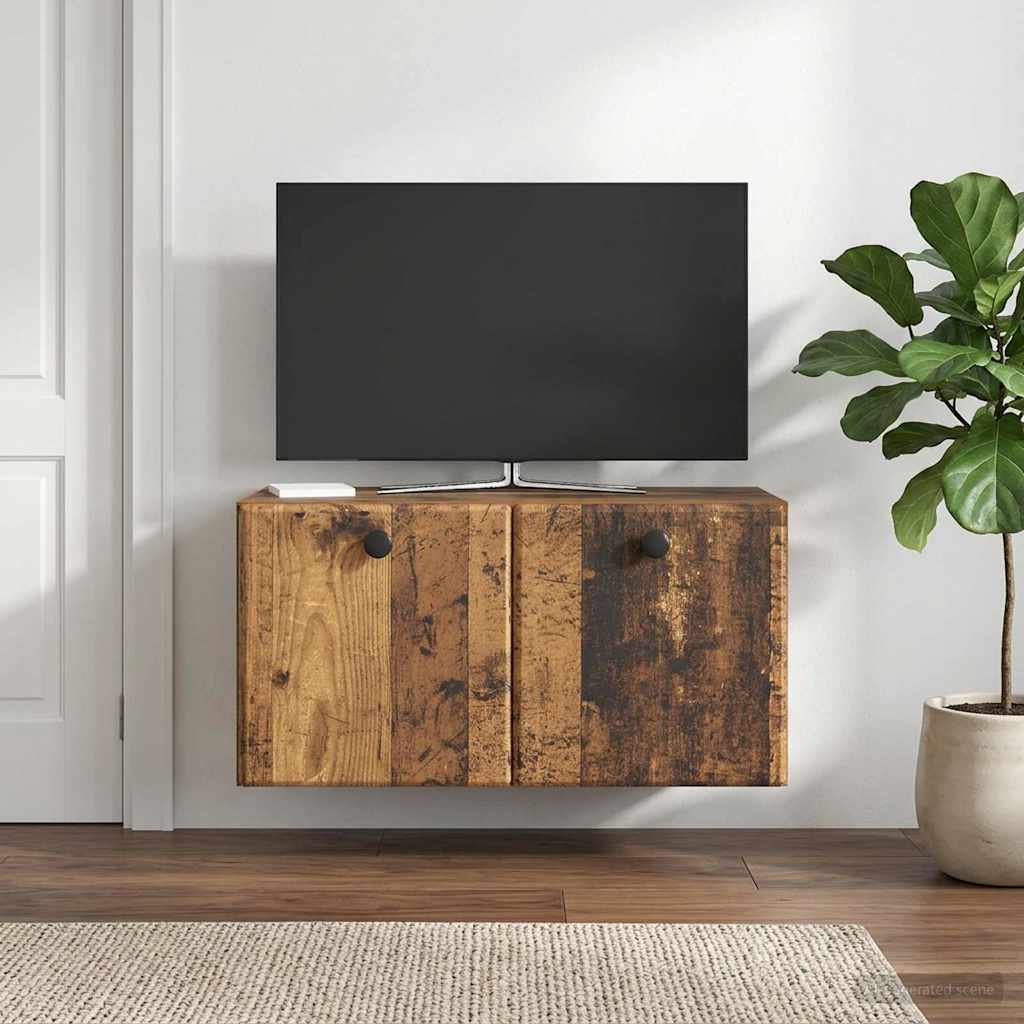 Wandmontierter TV-Schrank 59,5 x 31 x 30 cm Altholz