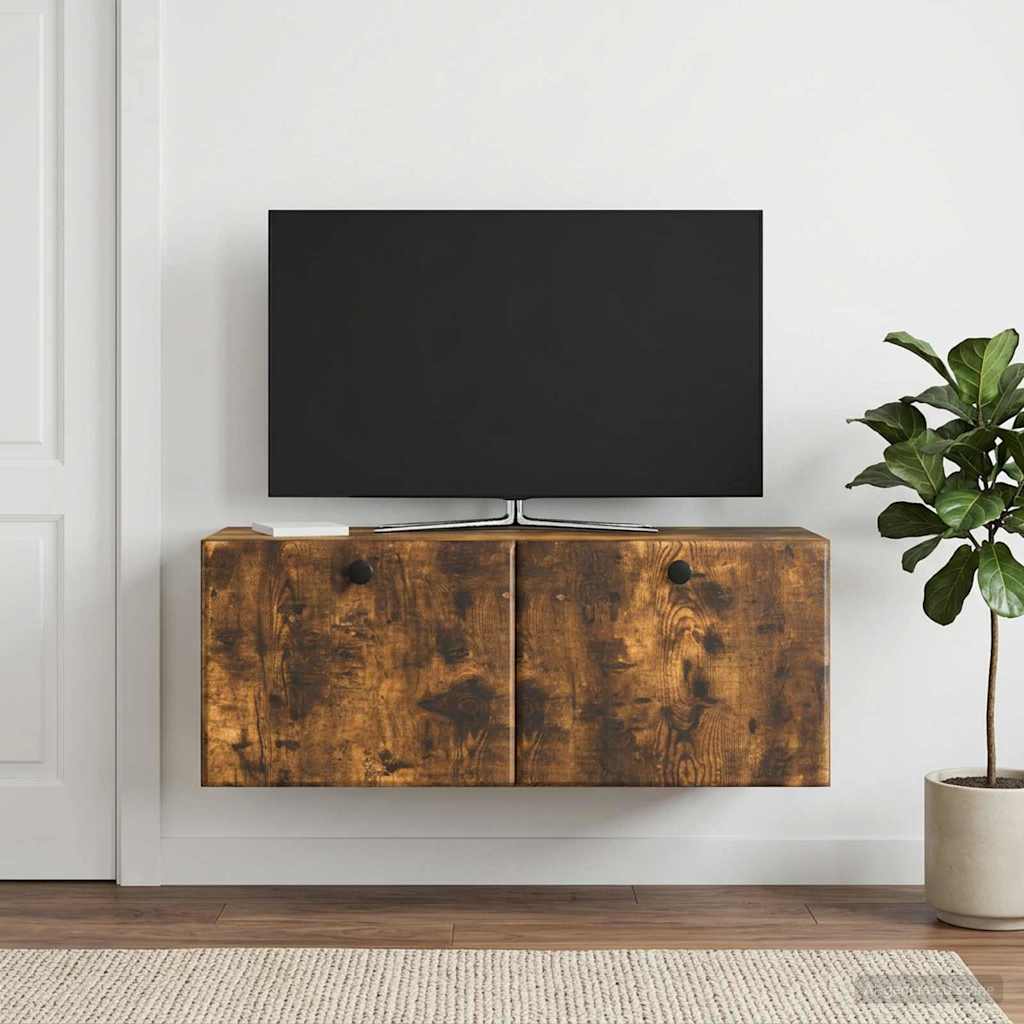 Wandmontierter TV-Schrank 78,5 x 31 x 30 cm Geräucherte Eiche