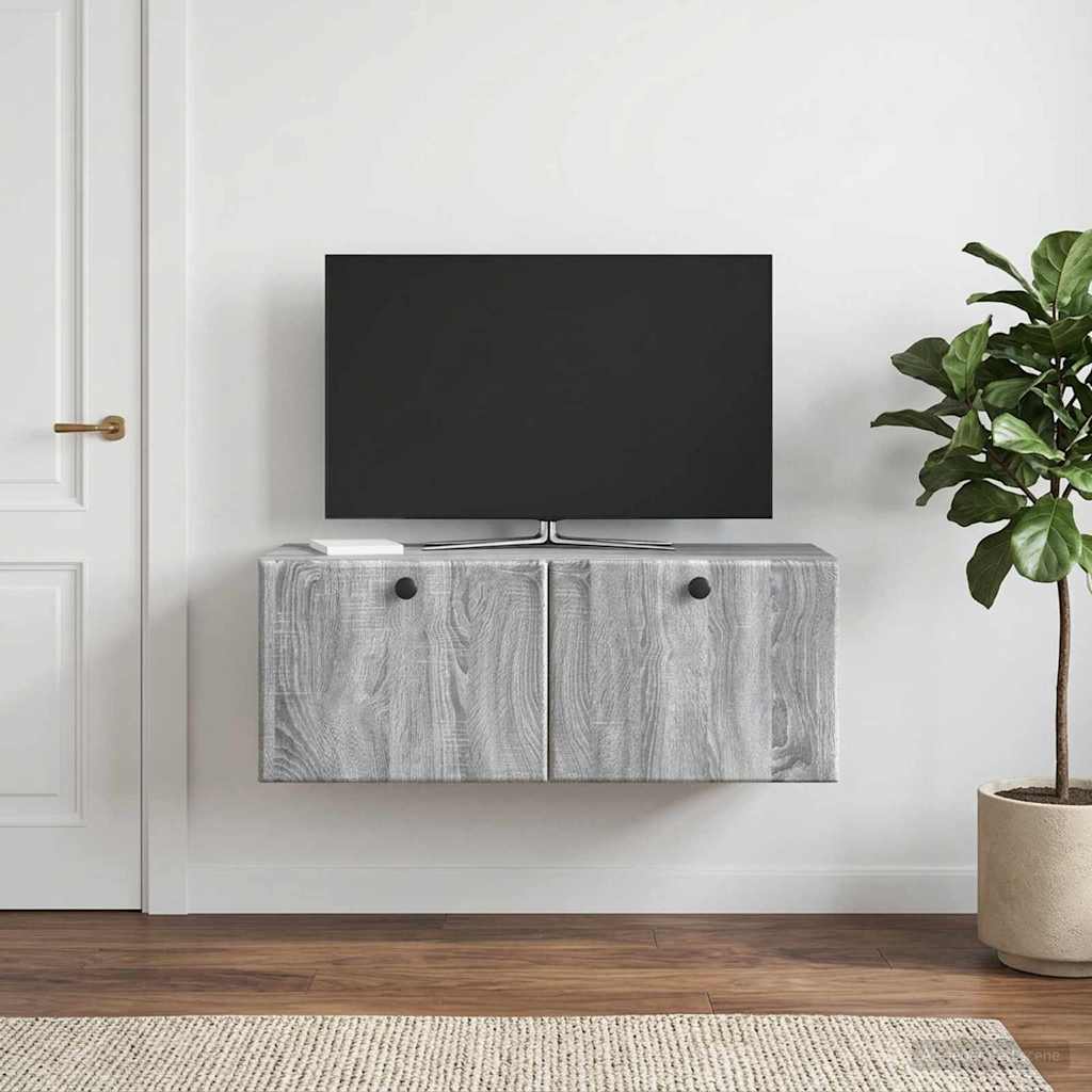 Wandmontierter TV-Schrank 78,5 x 31 x 30 cm Grau Sonoma