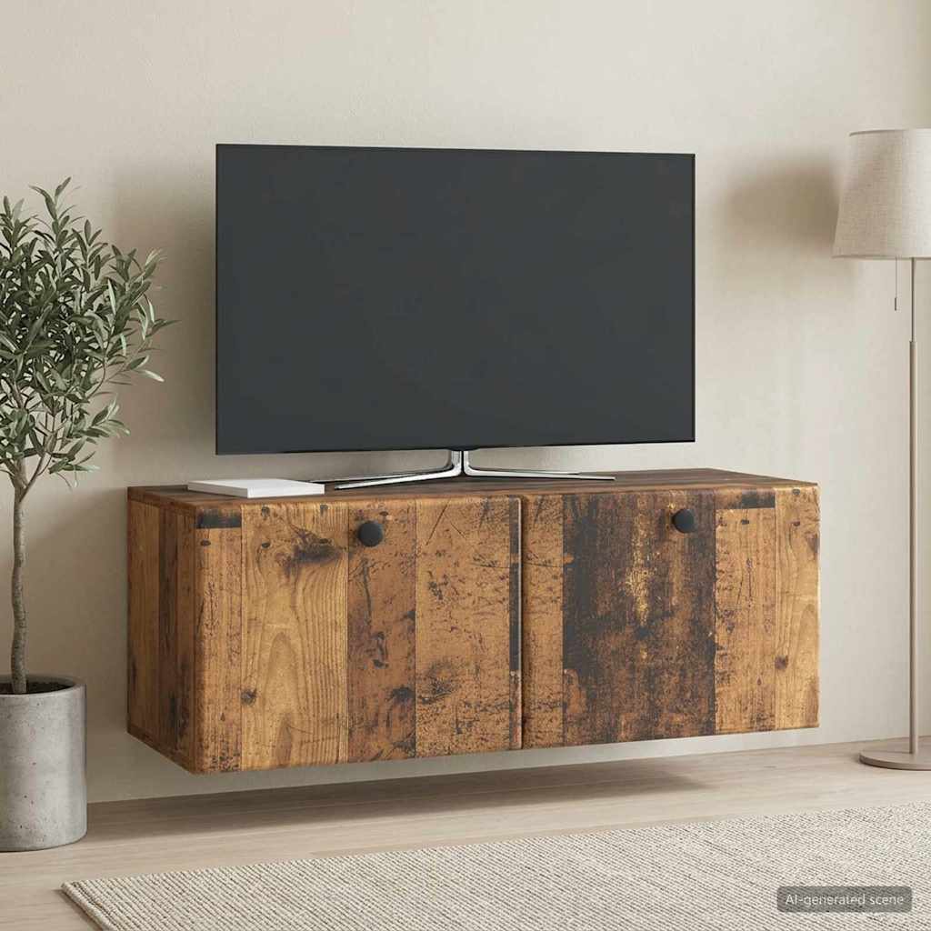 Wandmontierter TV-Schrank 78,5 x 31 x 30 cm Altholz