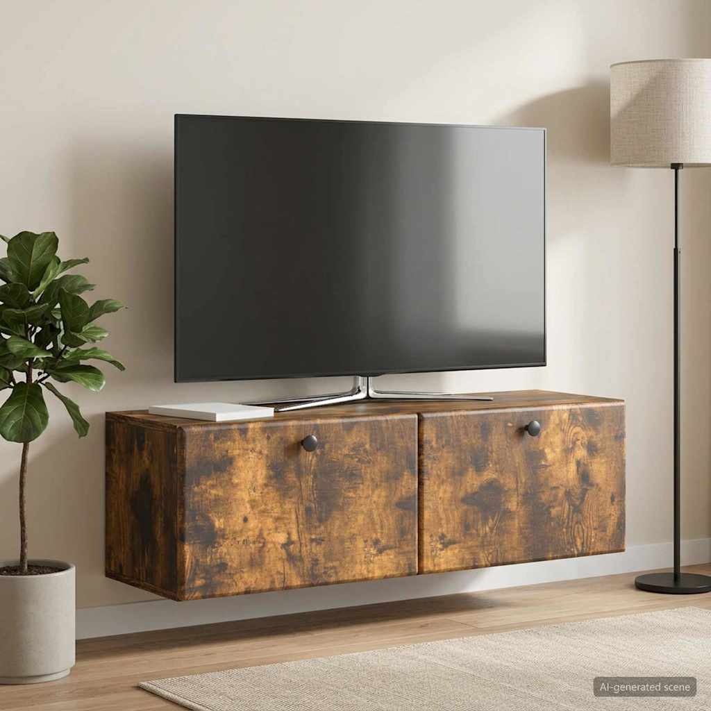 Wandmontierter TV-Schrank 98 x 31 x 30 cm Geräucherte Eiche