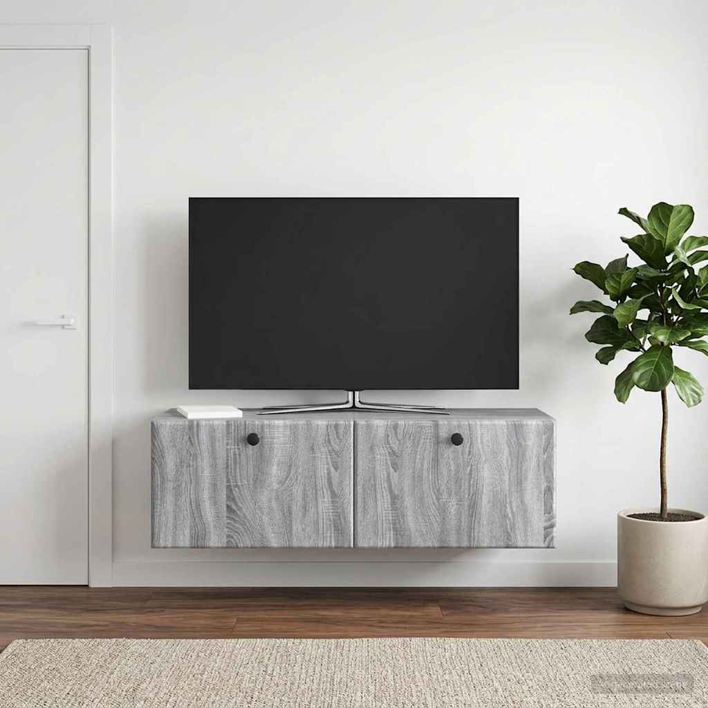 Wandmontierter TV-Schrank 98 x 31 x 30 cm Grau Sonoma
