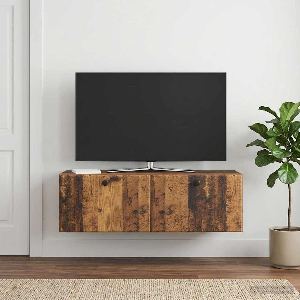 Wandmontierter TV-Schrank 98 x 31 x 30 cm Altholz Holzwerkstoff