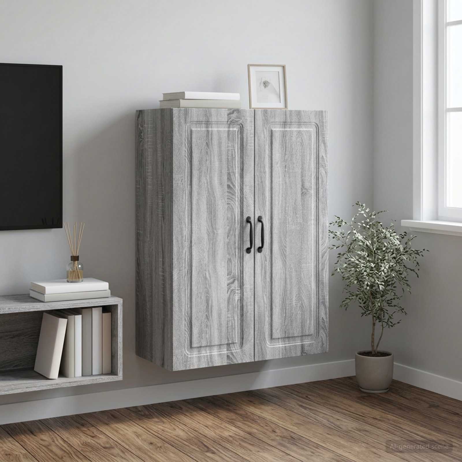 Wandschrank 66 x 34,5 x 90 cm Holzwerkstoff Sonoma-Grau
