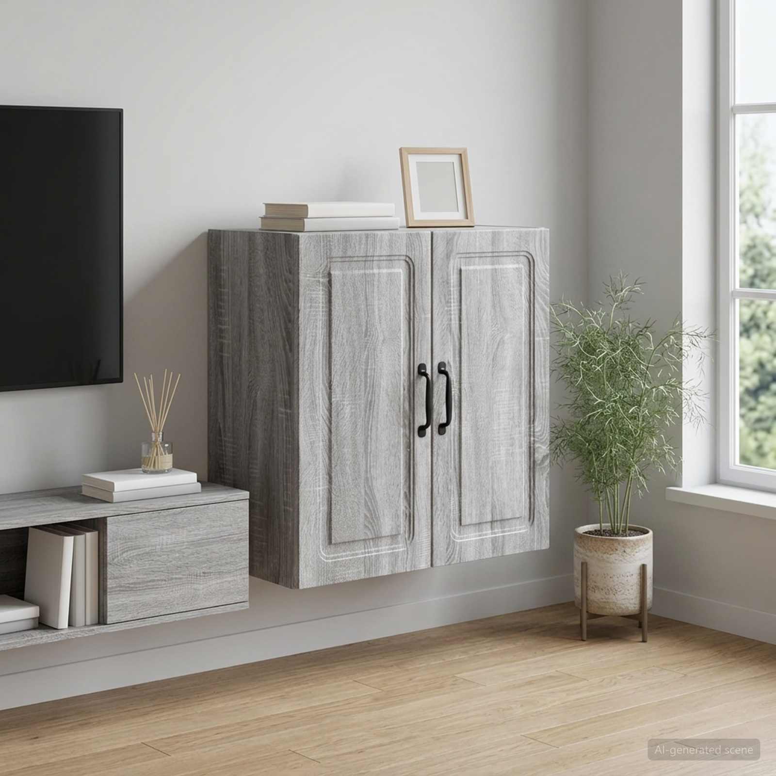 Wandschrank 59 x 31 x 60 cm Holzwerkstoff Sonoma-Grau