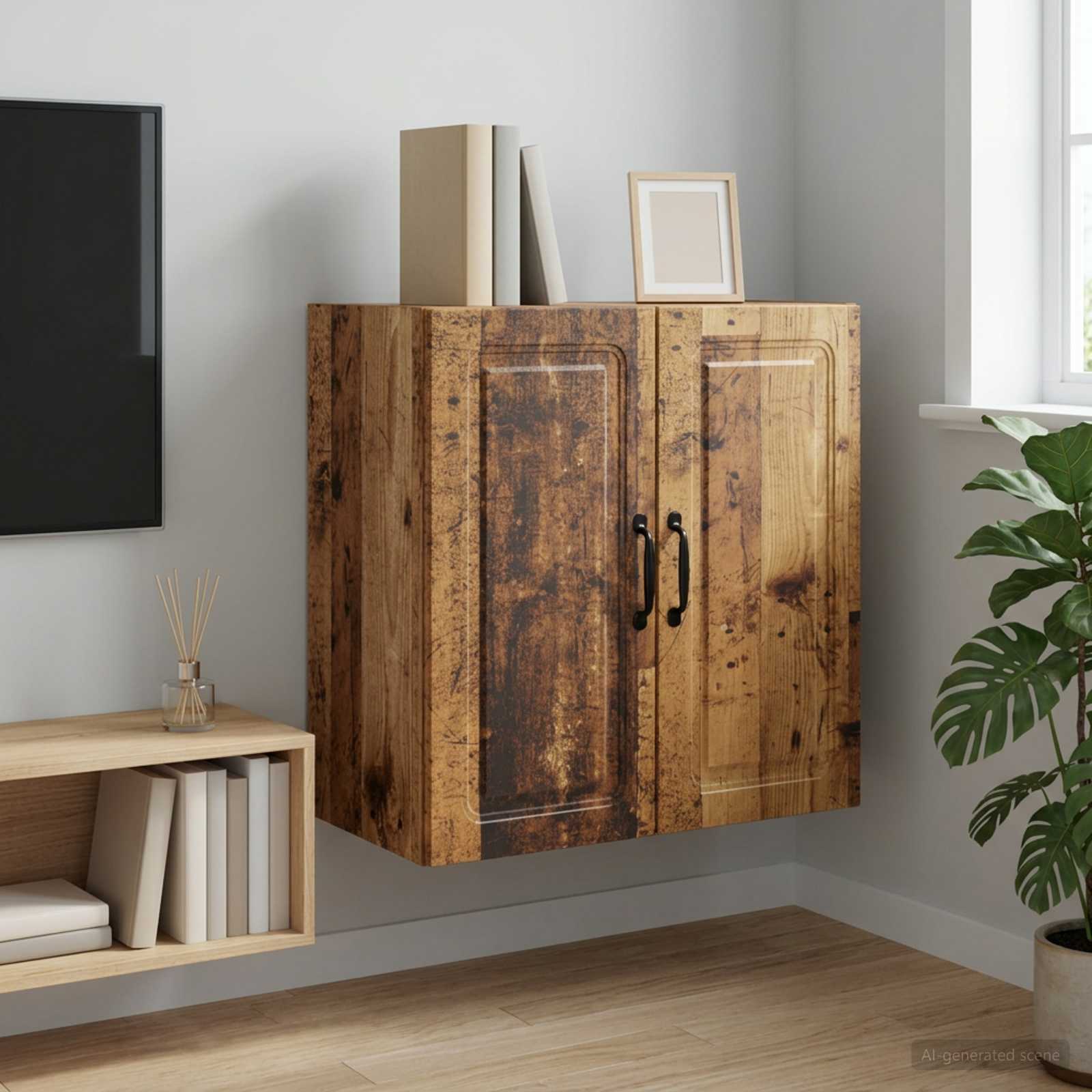 Wandschrank 59 x 31 x 60 cm Holzwerkstoff Altholz