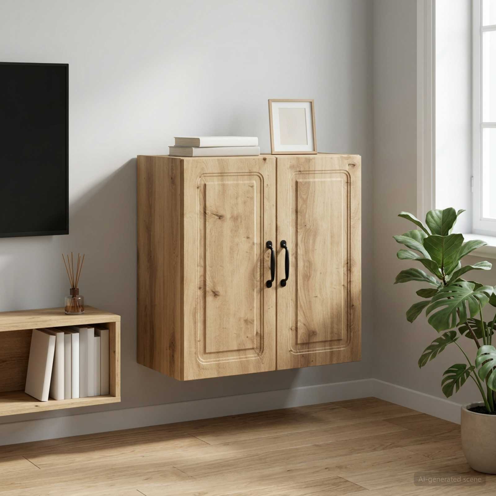 Wandschrank 59 x 31 x 60 cm Holzwerkstoff Artisan-Eiche