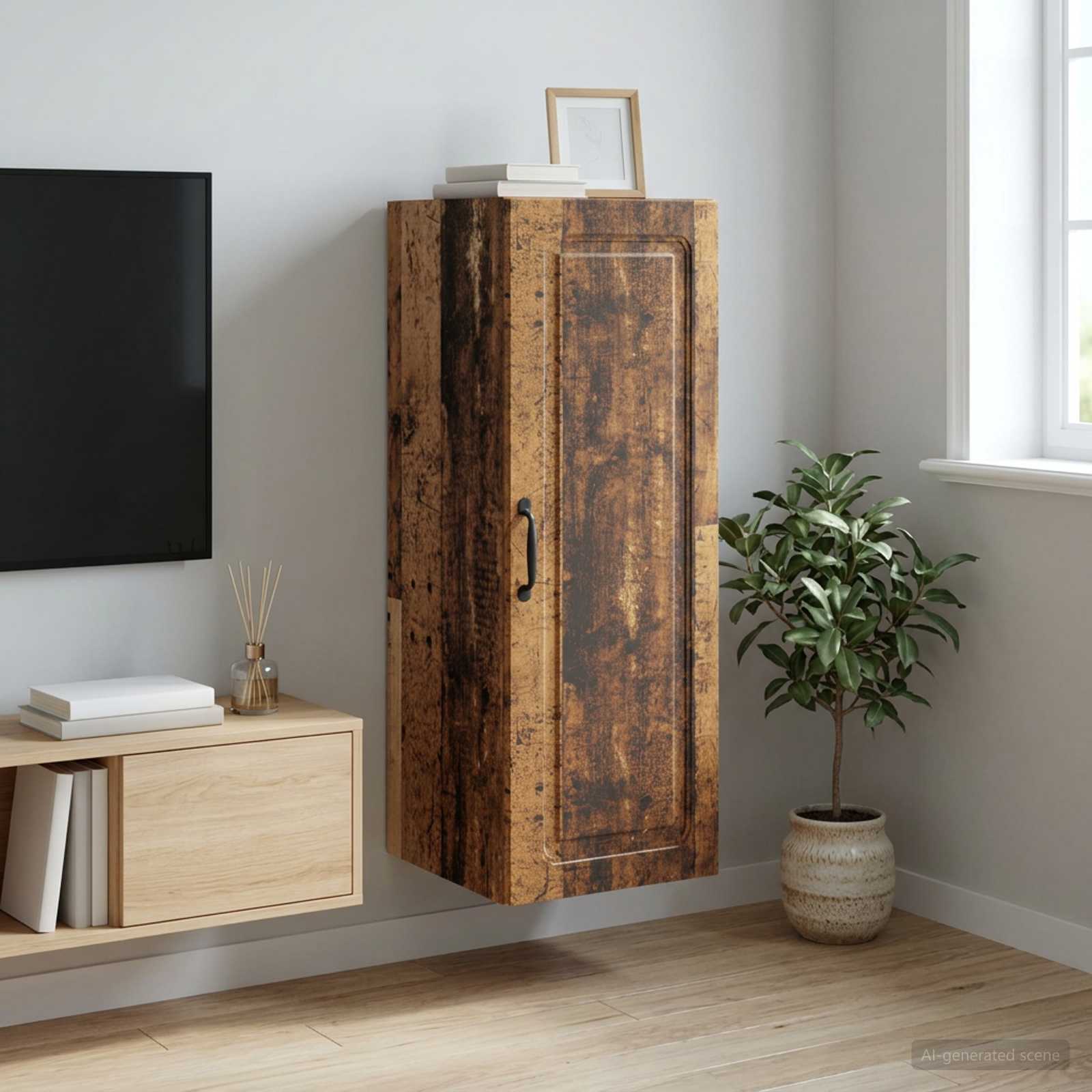 Wandschrank 33 x 34,5 x 90 cm Holzwerkstoff Altholz