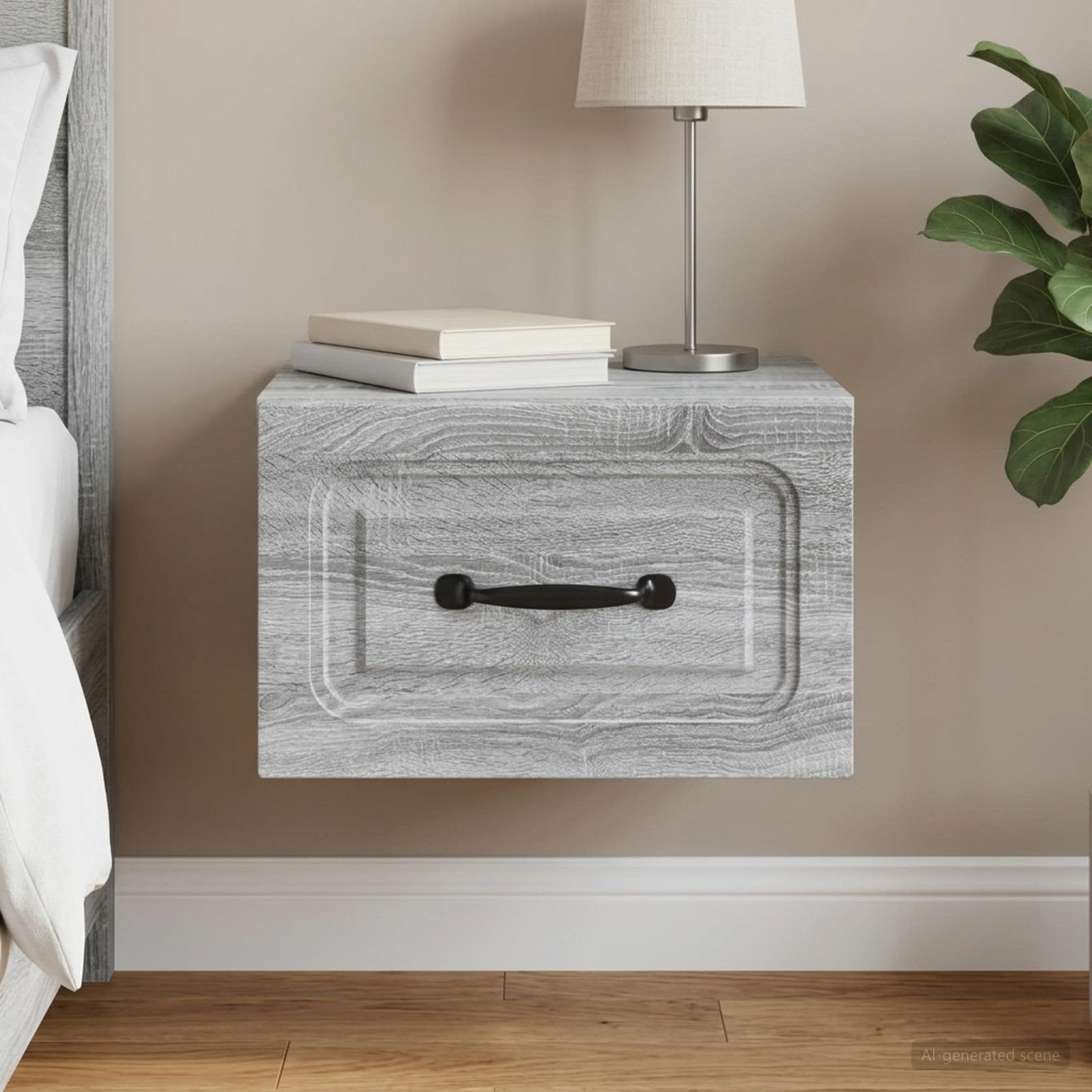 Wandmontierter Nachttisch Graues Sonoma 34,5 x 33 x 20 cm
