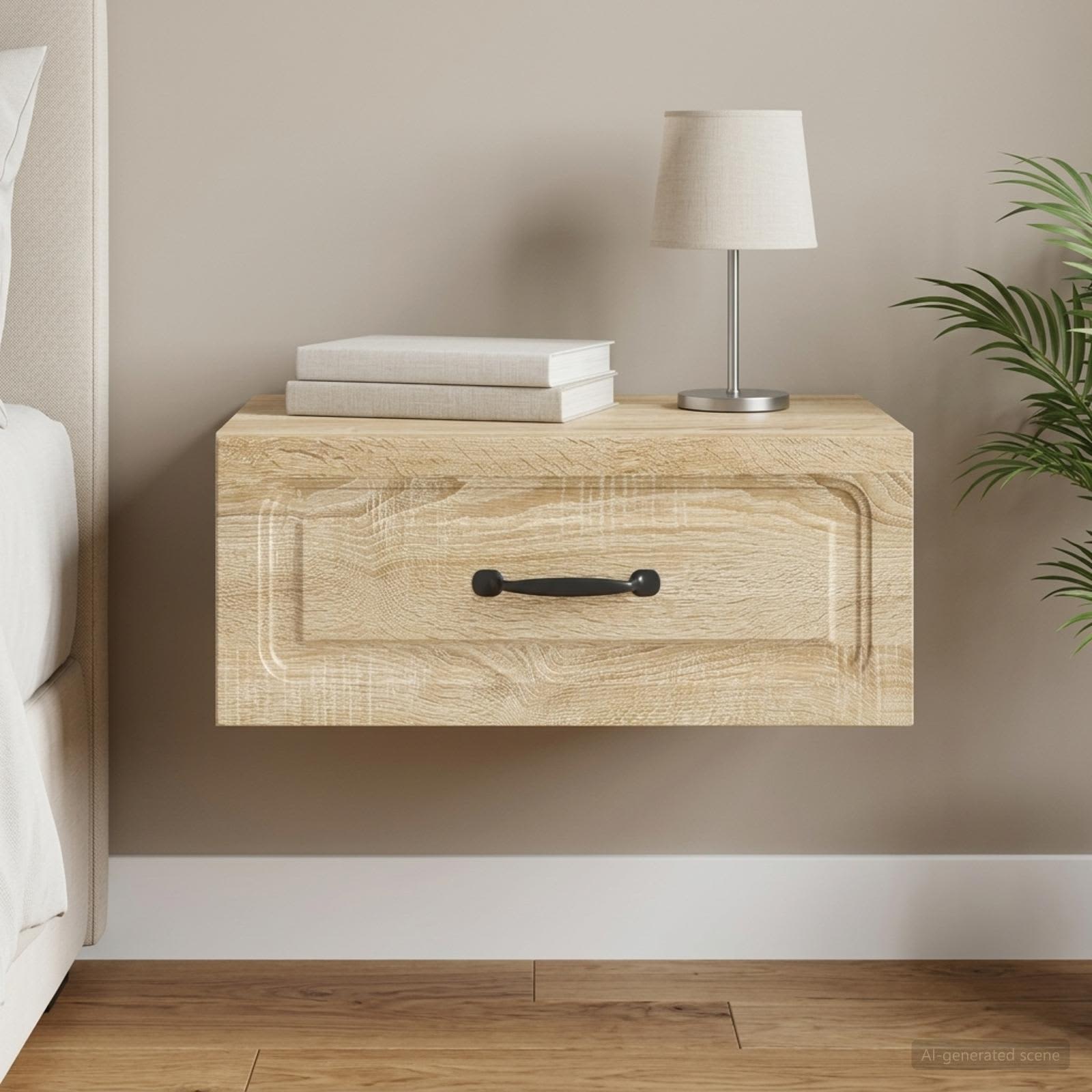 Wandmontierter Nachttisch Sonoma-Eiche 49 x 34,5 x 20 cm