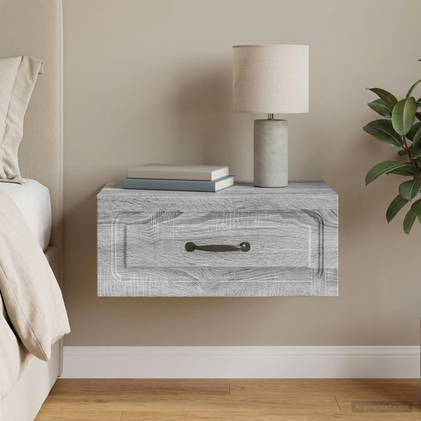 Wandmontierter Nachttisch Sonoma-Grau 49 x 34,5 x 20 cm