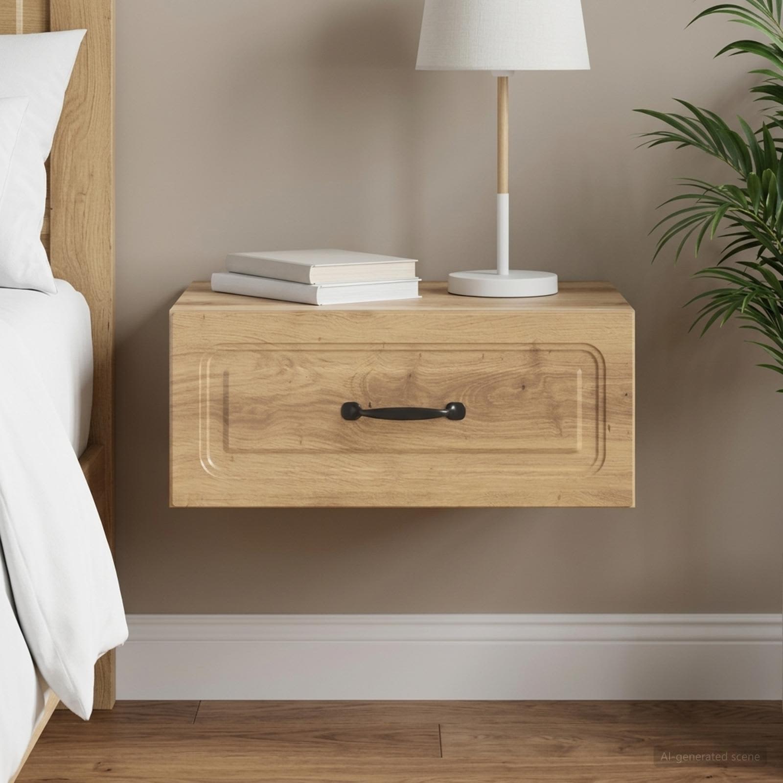 Wandmontierter Nachttisch Artisan-Eiche 49 x 34,5 x 20 cm
