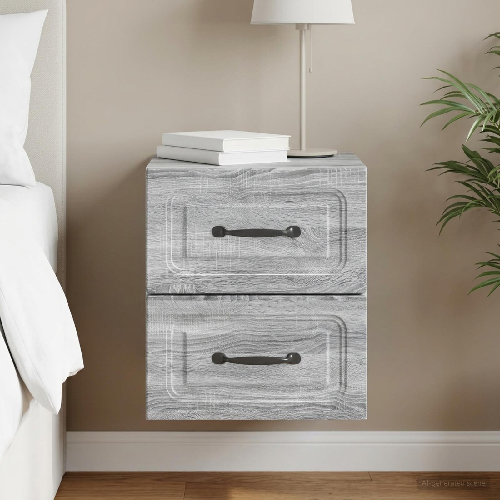 Wandmontierter Nachttisch Graues Sonoma 34,5 x 33 x 40 cm
