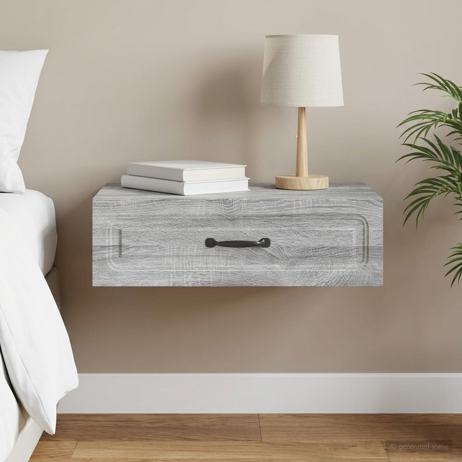 Wandmontierter Beistelltisch Graues Sonoma 59 x 34,5 x 17 cm