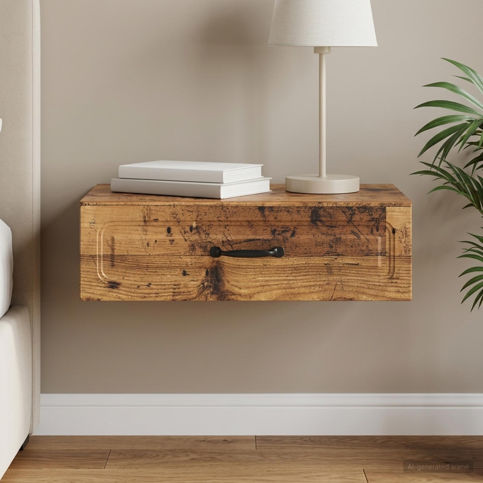 Wandmontierter Beistelltisch Altholz 59 x 34,5 x 17 cm