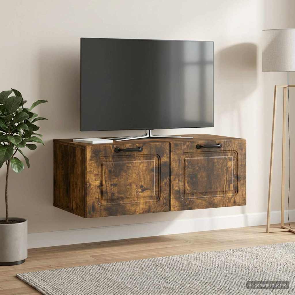 Wandmontierter TV-Schrank Geräucherte Eiche 78,5 x 41 x 30 cm