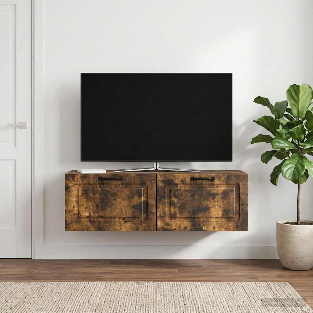 Wandmontierter TV-Schrank Geräucherte Eiche 98 x 41 x 30 cm