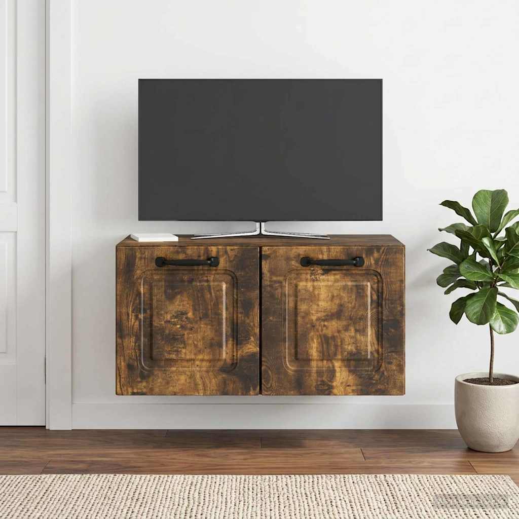Wandmontierter TV-Schrank Geräucherte Eiche 59,5 x 31 x 30 cm