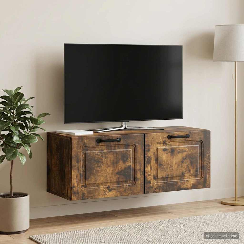 Wandmontierter TV-Schrank Geräucherte Eiche 78,5 x 31 x 30 cm