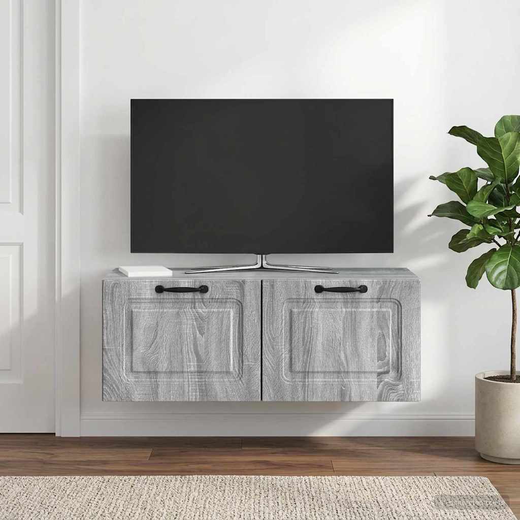 Wandmontierter TV-Schrank 78,5 x 31 x 30 cm Graues Sonoma