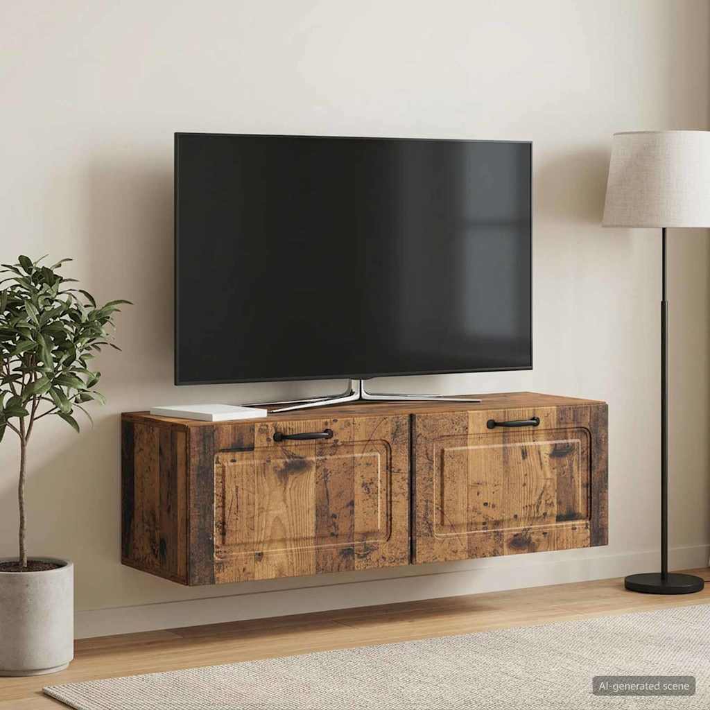 Wandmontierter TV-Schrank Altholz 98 x 31 x 30 cm Holzwerkstoff