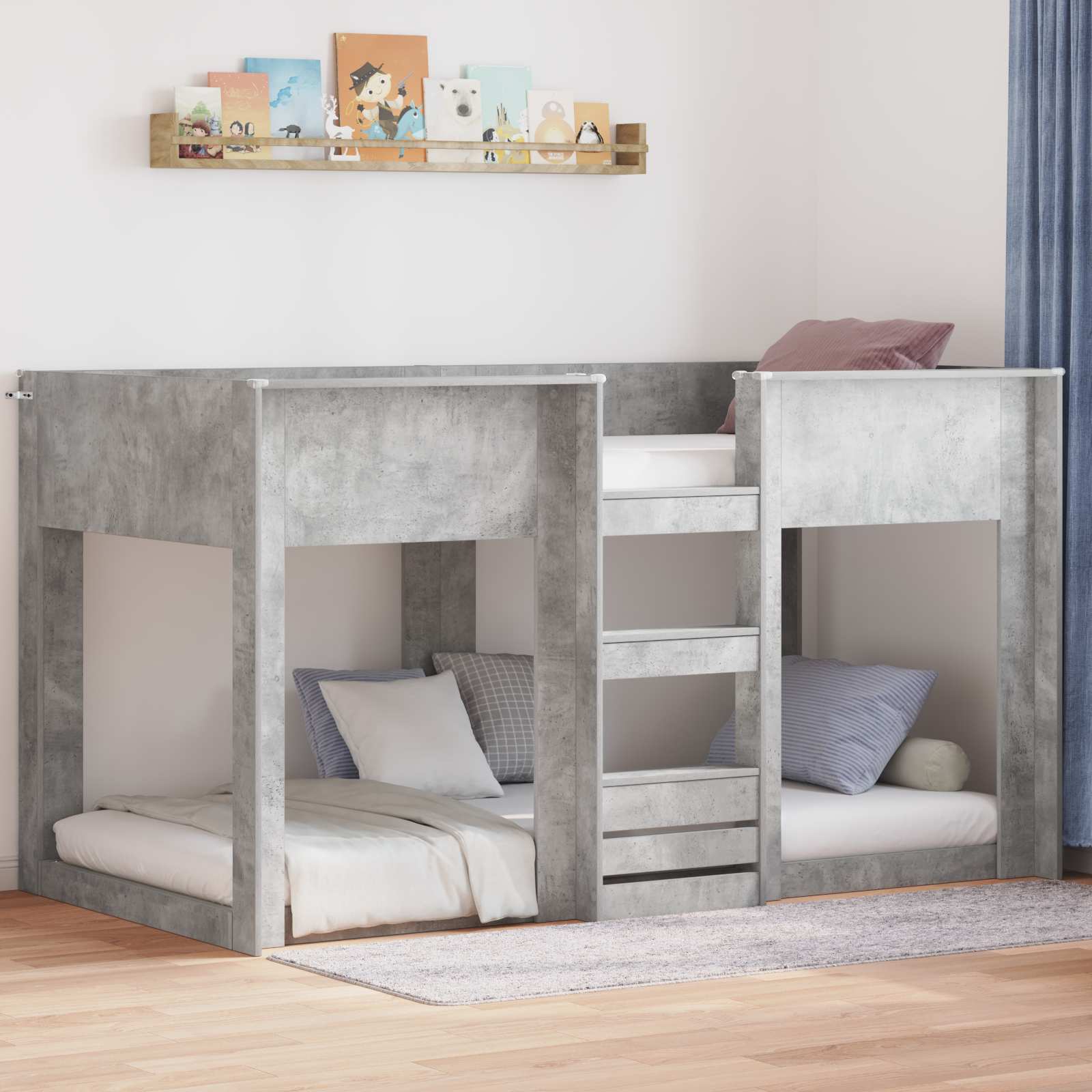 Etagenbett für Kinder Beton Grau 75 x 190 cm Holzwerkstoff