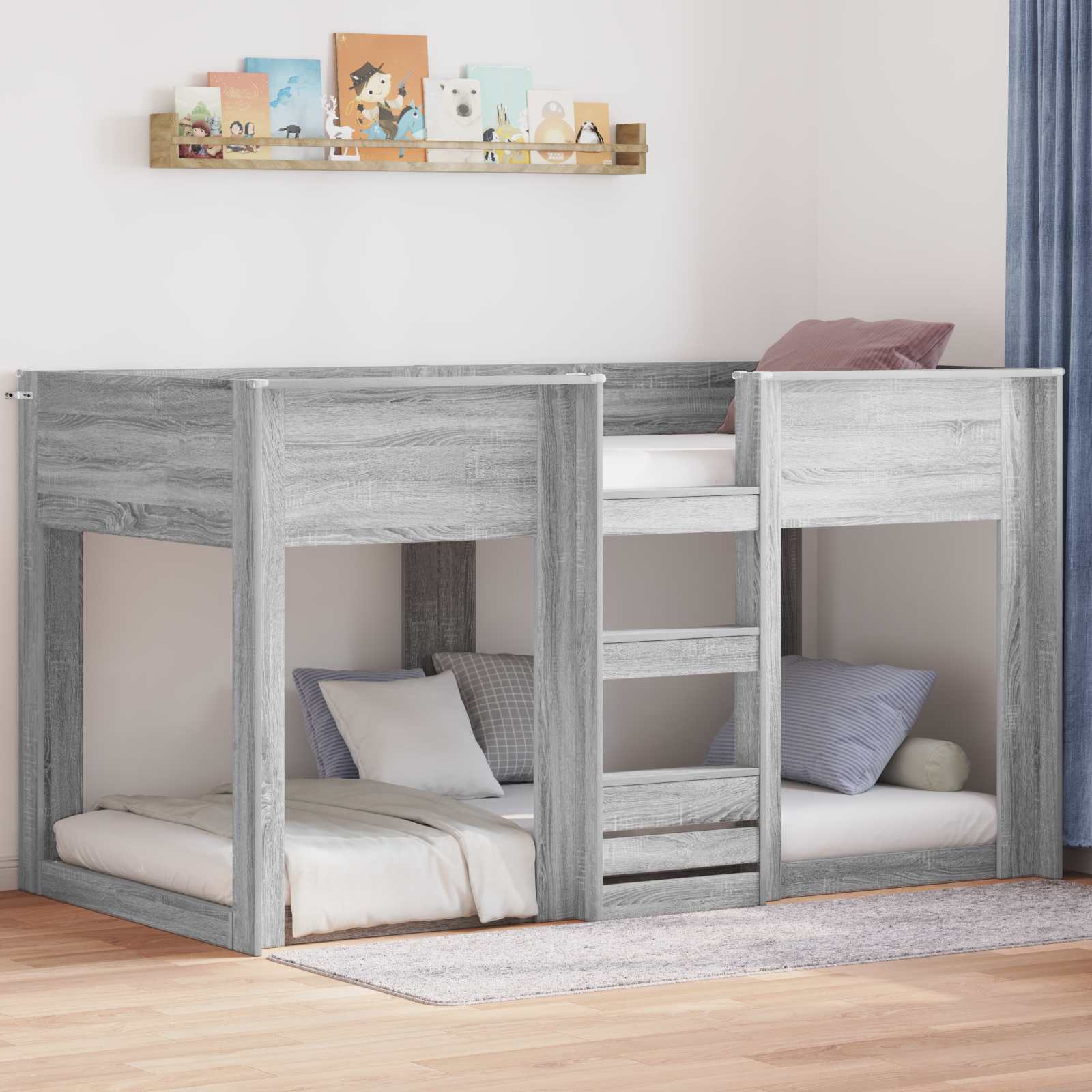 Etagenbett für Kinder Graues Sonoma 100 x 200 cm Holzwerkstoff